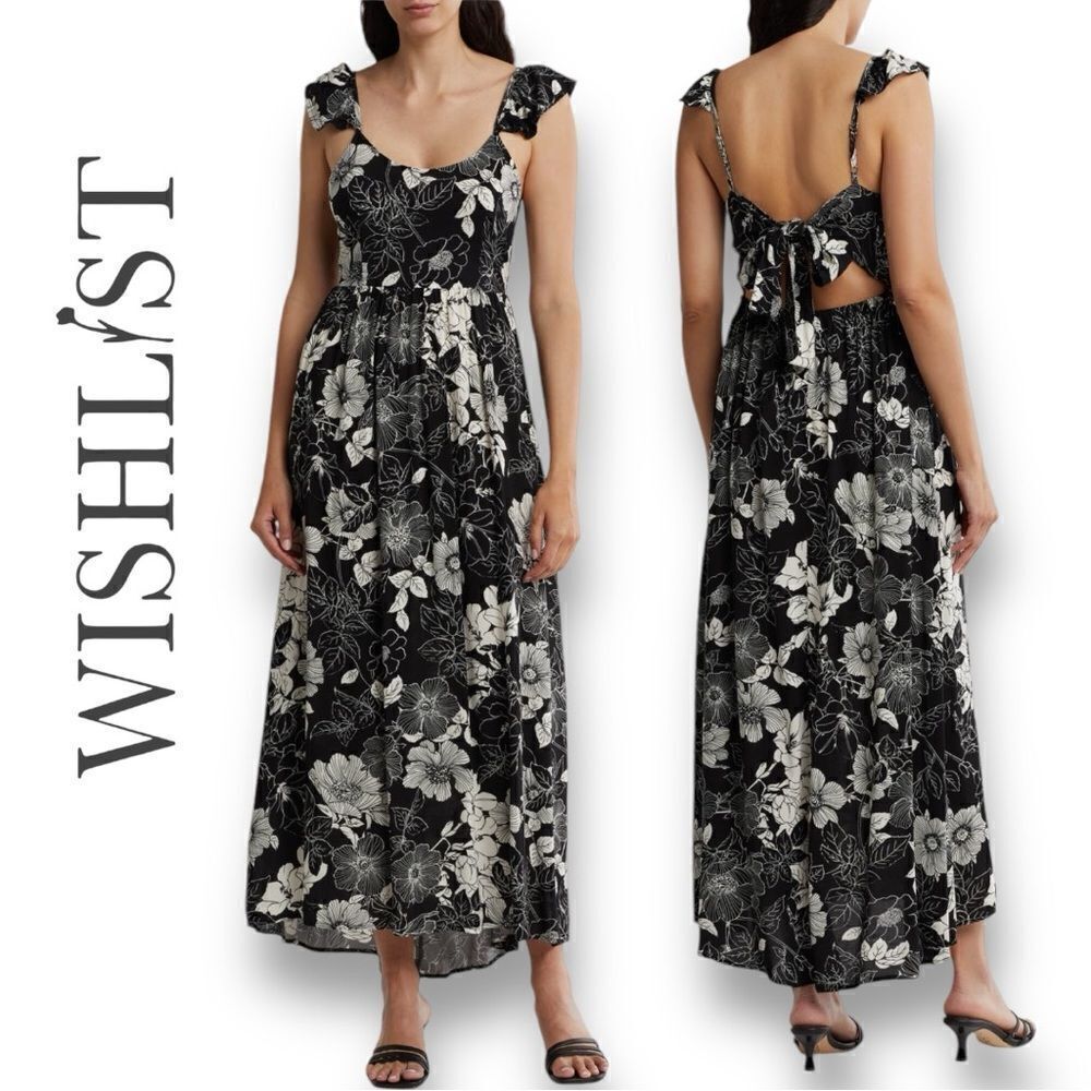 WISHLIST Women’s Floral Printed Flutter Strap Sleeveless Dress in the Size Large